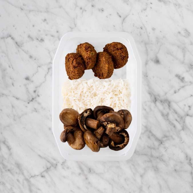 150g Baked Falafel 100g Basmati Rice 100g Mushrooms