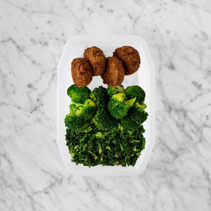 100g Baked Falafel 250g Broccoli 200g Kale