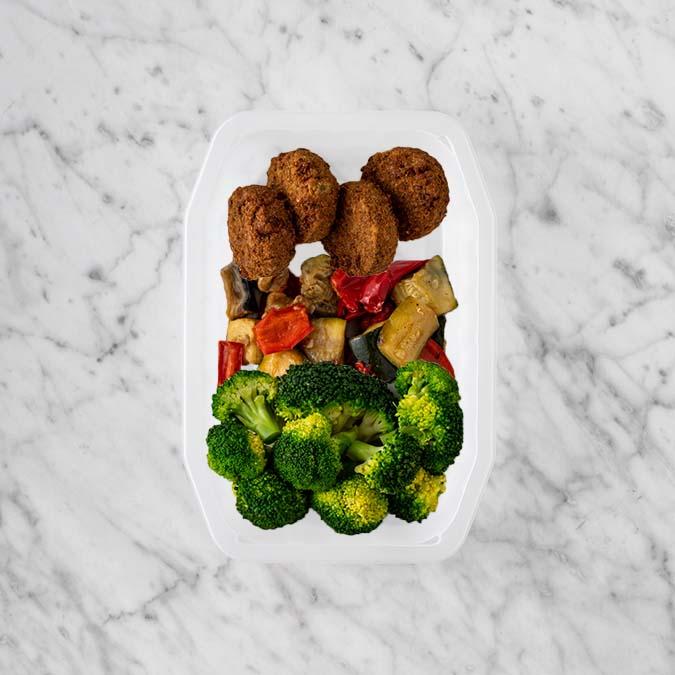 100g Baked Falafel 100g Char Veg 100g Broccoli