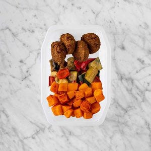 150g Baked Falafel 100g Char Veg 100g Rosemary Baked Sweet Potato