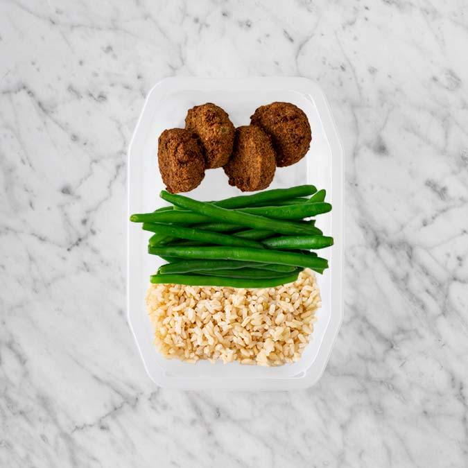 100g Baked Falafel 100g Green Beans 100g Brown Rice