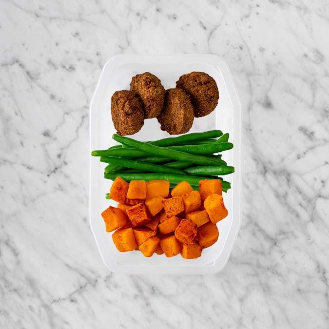 100g Baked Falafel 100g Green Beans 100g Rosemary Baked Sweet Potato