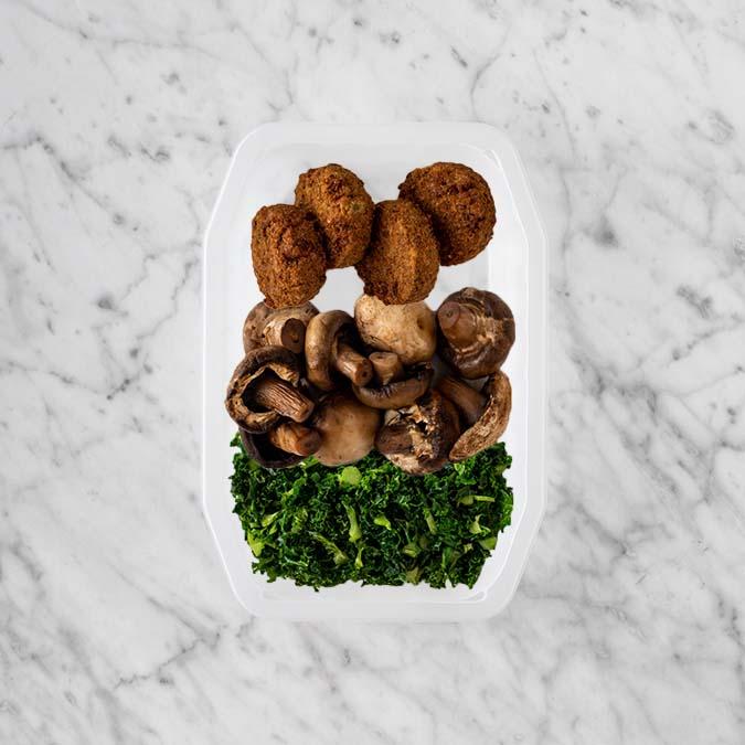 100g Baked Falafel 100g Mushrooms 100g Kale