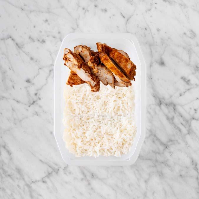 150g Chipotle Chicken Thigh 100g Basmati Rice 50g Basmati Rice
