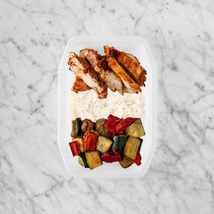 100g Chipotle Chicken Thigh 50g Basmati Rice 200g Char Veg