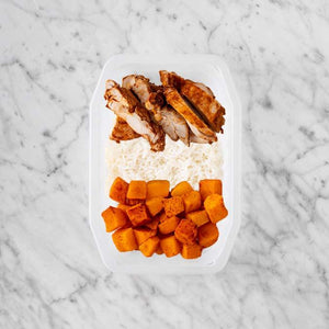 100g Chipotle Chicken Thigh 50g Basmati Rice 250g Rosemary Baked Sweet Potato
