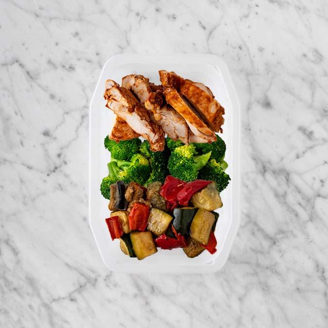 100g Chipotle Chicken Thigh 50g Broccoli 50g Char Veg