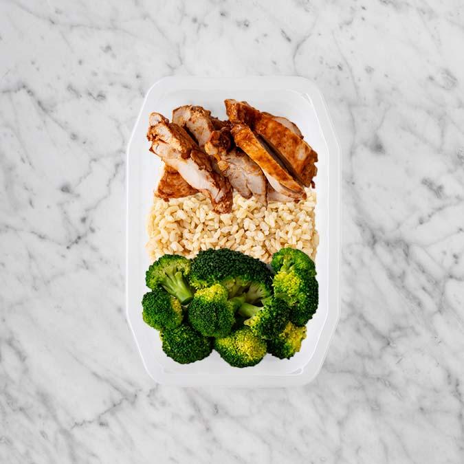 100g Chipotle Chicken Thigh 100g Brown Rice 250g Broccoli