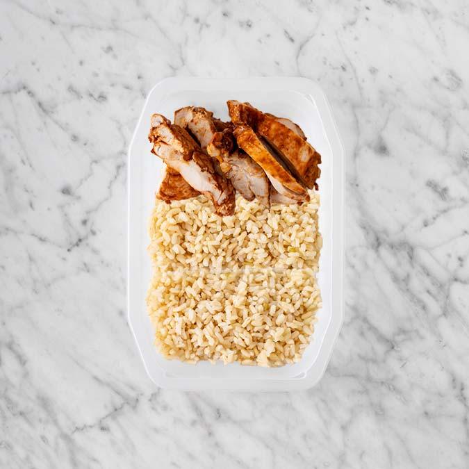 100g Chipotle Chicken Thigh 50g Brown Rice 250g Brown Rice