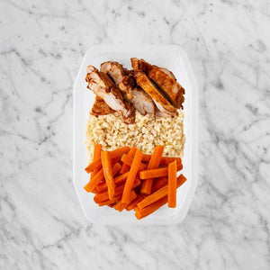 150g Chipotle Chicken Thigh 200g Brown Rice 50g Honey Baked Carrots
