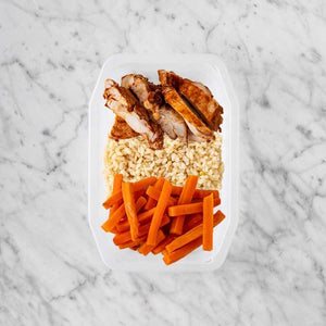 100g Chipotle Chicken Thigh 50g Brown Rice 200g Honey Baked Carrots