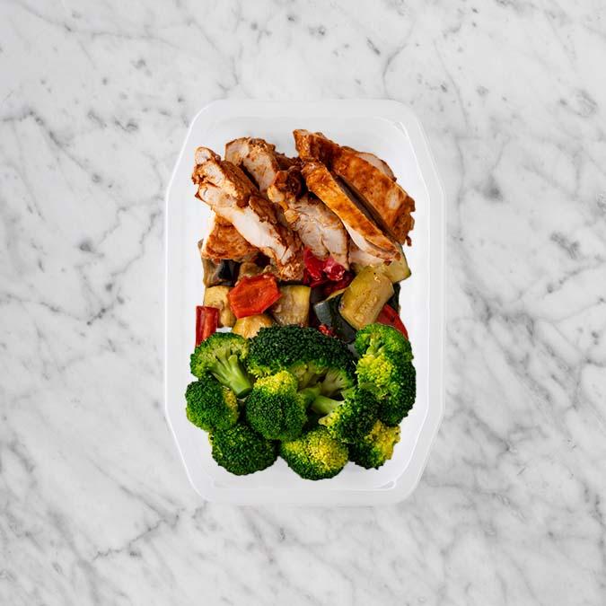100g Chipotle Chicken Thigh 50g Char Veg 50g Broccoli