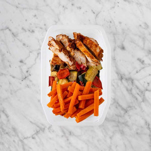 100g Chipotle Chicken Thigh 50g Char Veg 150g Honey Baked Carrots