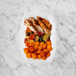 100g Chipotle Chicken Thigh 50g Char Veg 100g Rosemary Baked Sweet Potato