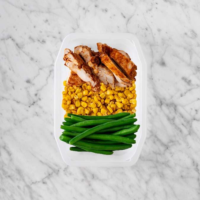100g Chipotle Chicken Thigh 50g Corn 250g Green Beans