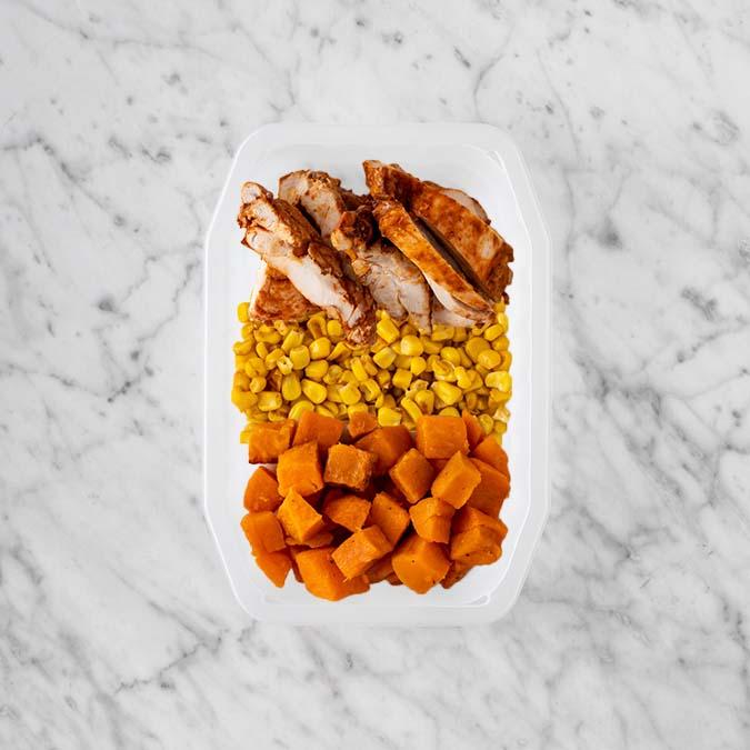100g Chipotle Chicken Thigh 50g Corn 250g Smokey Pumpkin