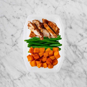 100g Chipotle Chicken Thigh 200g Green Beans 50g Rosemary Baked Sweet Potato
