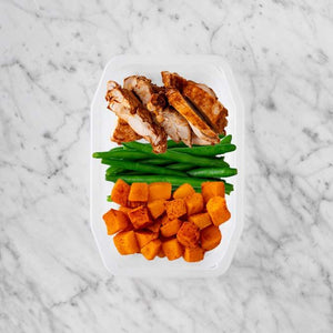 100g Chipotle Chicken Thigh 100g Green Beans 200g Rosemary Baked Sweet Potato