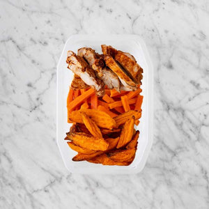 100g Chipotle Chicken Thigh 50g Honey Baked Carrots 200g Sweet Potato Fries