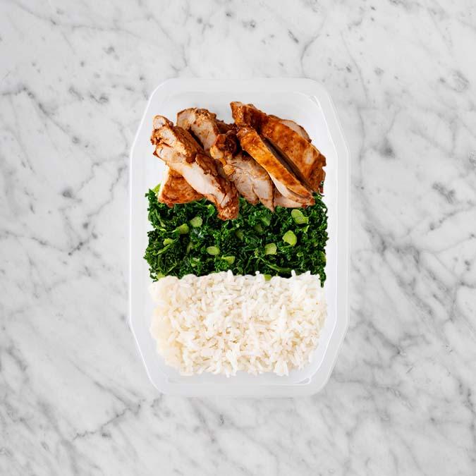 100g Chipotle Chicken Thigh 50g Kale 100g Basmati Rice