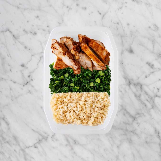 100g Chipotle Chicken Thigh 50g Kale 100g Brown Rice