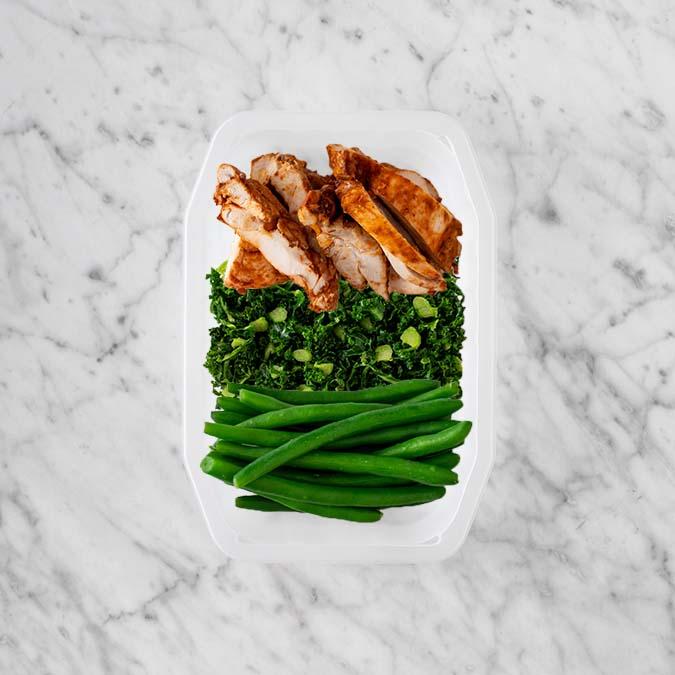 100g Chipotle Chicken Thigh 50g Kale 150g Green Beans