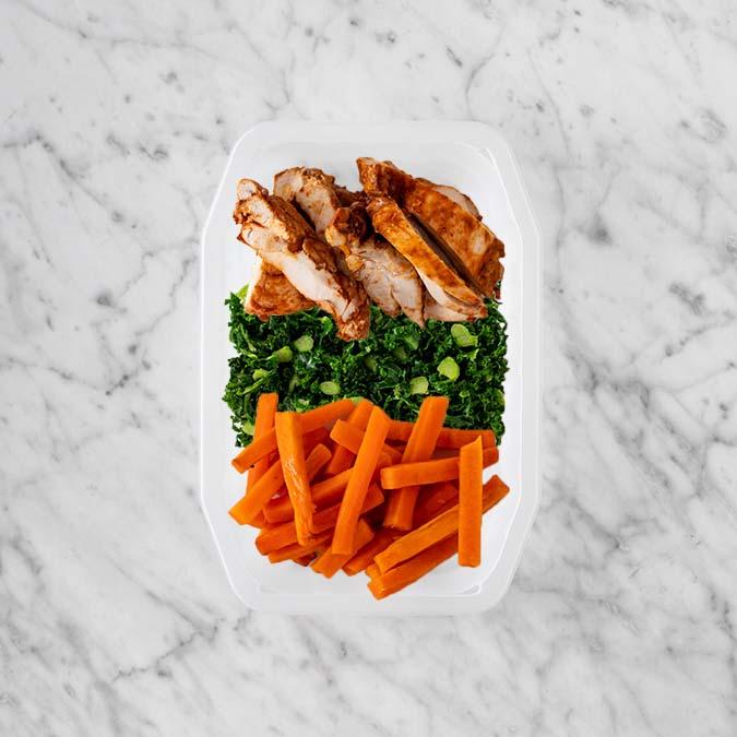 100g Chipotle Chicken Thigh 50g Kale 150g Honey Baked Carrots