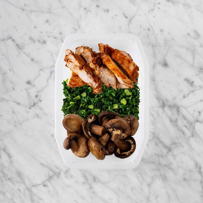 100g Chipotle Chicken Thigh 50g Kale 50g Mushrooms