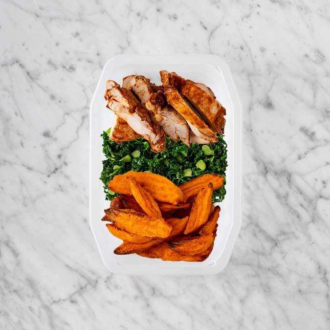 100g Chipotle Chicken Thigh 50g Kale 150g Sweet Potato Fries