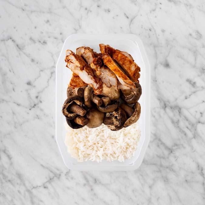 100g Chipotle Chicken Thigh 50g Mushrooms 200g Basmati Rice