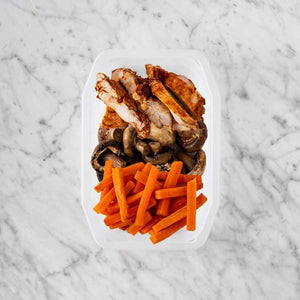 100g Chipotle Chicken Thigh 50g Mushrooms 150g Honey Baked Carrots