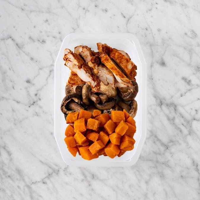 100g Chipotle Chicken Thigh 50g Mushrooms 100g Smokey Pumpkin