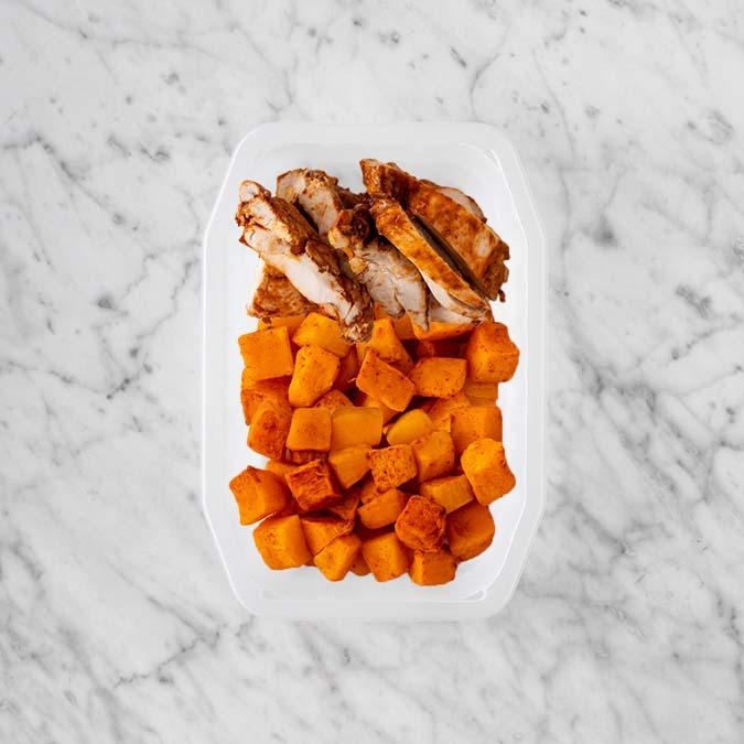 150g Chipotle Chicken Thigh 200g Rosemary Baked Sweet Potato 50g Rosemary Baked Sweet Potato
