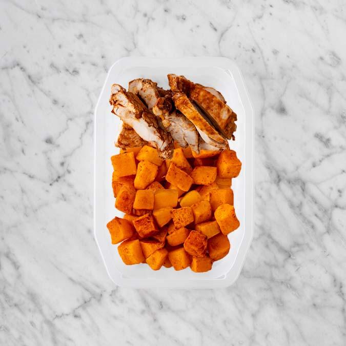 100g Chipotle Chicken Thigh 50g Rosemary Baked Sweet Potato 100g Rosemary Baked Sweet Potato