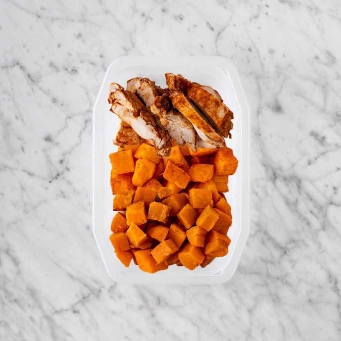 100g Chipotle Chicken Thigh 100g Rosemary Baked Sweet Potato 200g Smokey Pumpkin