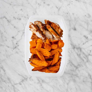 100g Chipotle Chicken Thigh 100g Rosemary Baked Sweet Potato 150g Sweet Potato Fries