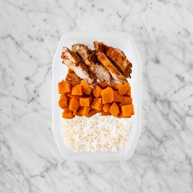100g Chipotle Chicken Thigh 50g Smokey Pumpkin 50g Basmati Rice
