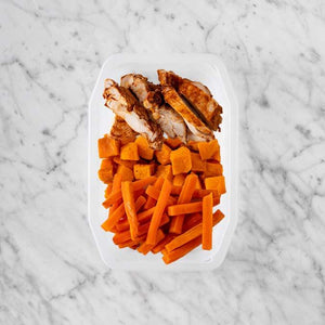 100g Chipotle Chicken Thigh 50g Smokey Pumpkin 250g Honey Baked Carrots