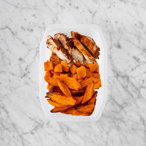 100g Chipotle Chicken Thigh 50g Smokey Pumpkin 150g Sweet Potato Fries