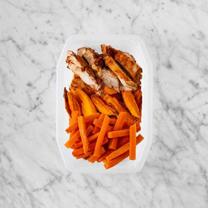 150g Chipotle Chicken Thigh 200g Sweet Potato Fries 150g Honey Baked Carrots
