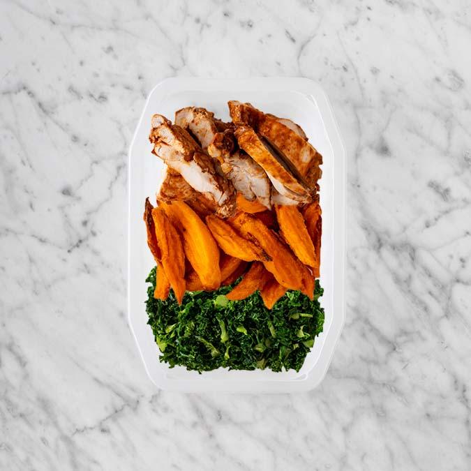 100g Chipotle Chicken Thigh 100g Sweet Potato Fries 150g Kale