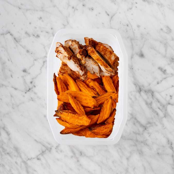 100g Chipotle Chicken Thigh 100g Sweet Potato Fries 250g Sweet Potato Fries