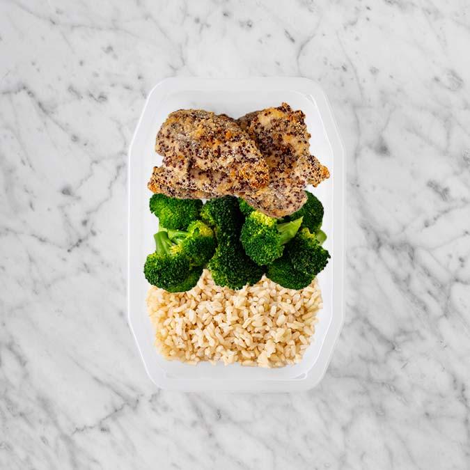 100g Crusted Chicken 50g Broccoli 150g Brown Rice
