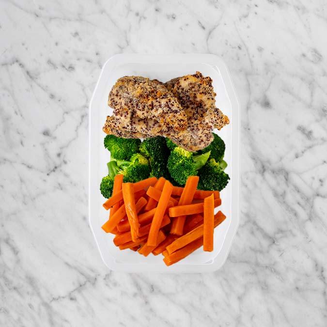 150g Crusted Chicken 100g Broccoli 100g Honey Baked Carrots