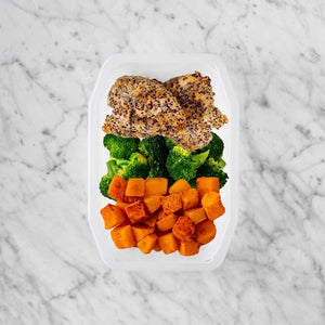 100g Crusted Chicken 100g Broccoli 100g Rosemary Baked Sweet Potato