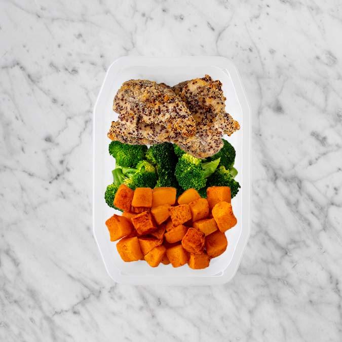 100g Crusted Chicken 100g Broccoli 100g Rosemary Baked Sweet Potato