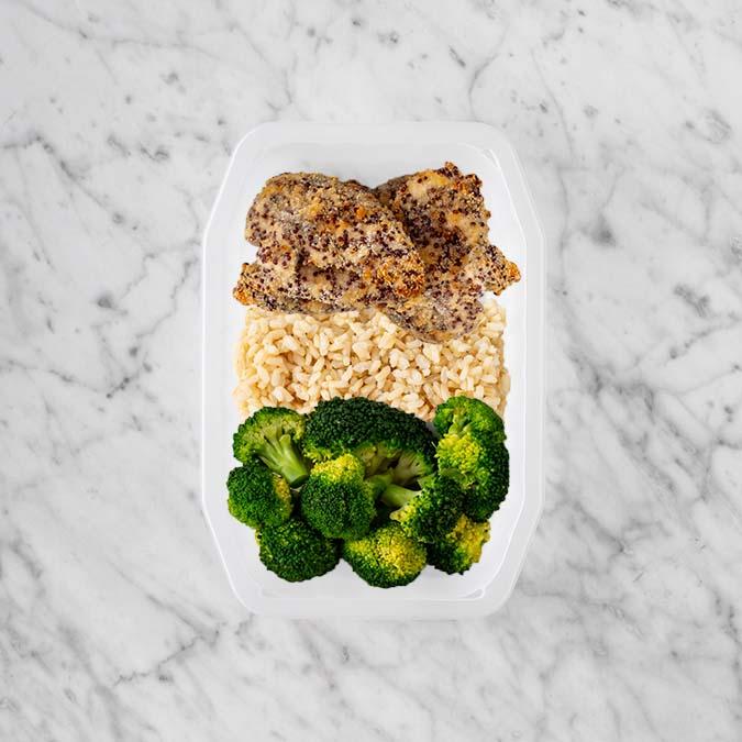 100g Crusted Chicken 100g Brown Rice 100g Broccoli
