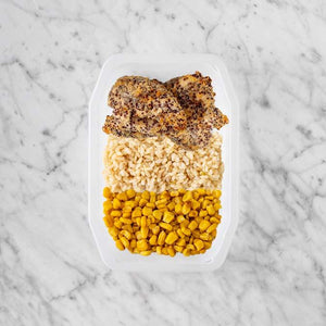 250g Crusted Chicken 250g Brown Rice 150g Corn