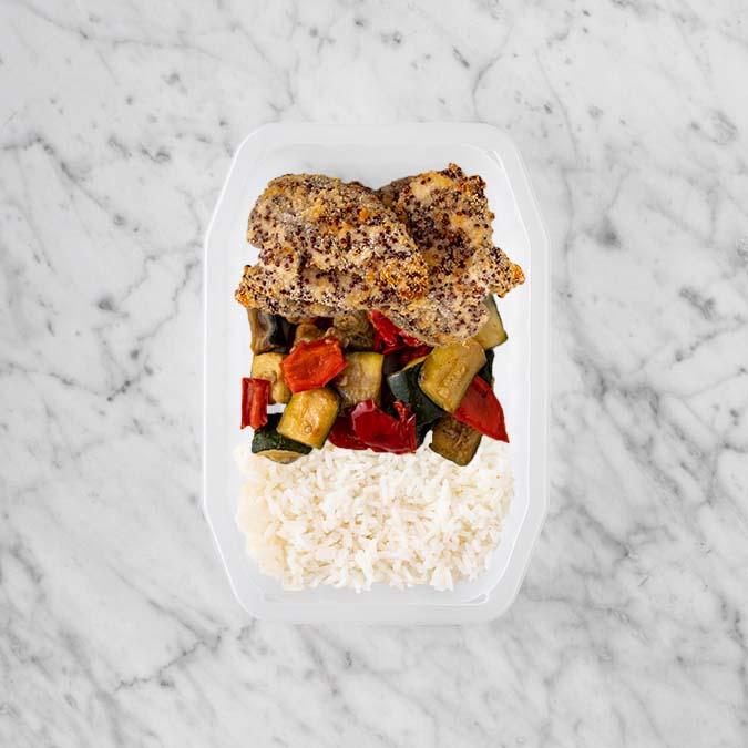 100g Crusted Chicken 150g Char Veg 50g Basmati Rice