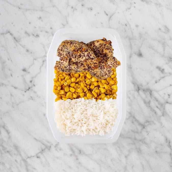 100g Crusted Chicken 100g Corn 100g Basmati Rice